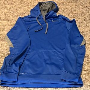 Men’s Nike Therma Fit Royal Blue Hoodie with Gray Accents